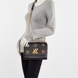 Louis Vuitton Black Epi Mechanical Flowers Twist Shoulder Bag MM